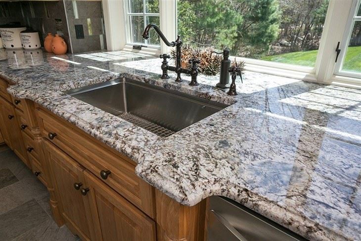 Blue Flower Granite Kitchen